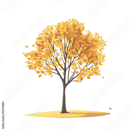 A Plane Tree illustration vector 2D flat, isolated on a white background.