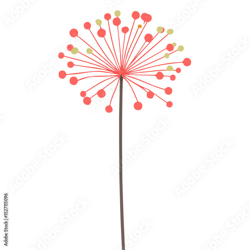 2D flat A Pincushion Flower Stem illustration vector, isolated on a white background.