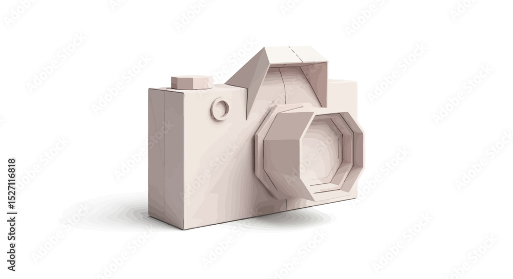Fototapeta premium Minimalist Beige Camera Low Poly 3D Render