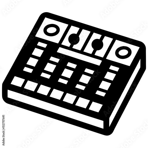 Black and white graphic of a music production controller