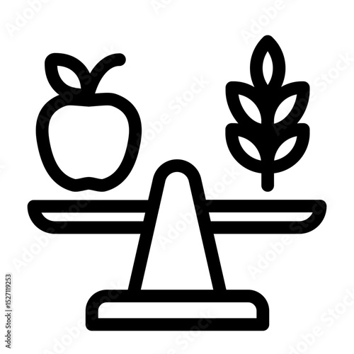balanced food diet icon showing scale with cereals and fruits nutrition