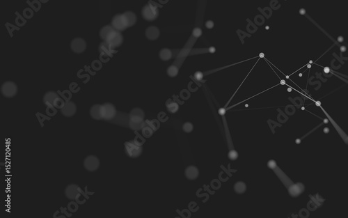 Abstract background. Molecules technology with polygonal shapes, connecting dots and lines. Connection structure. Big data visualization.