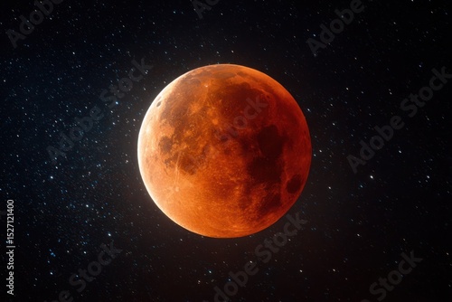 Stunning Blood Moon Eclipse Photography: Fiery Celestial Event Image - Perfect for Astronomy Blogs, Space Exploration Websites, and Science Publications.