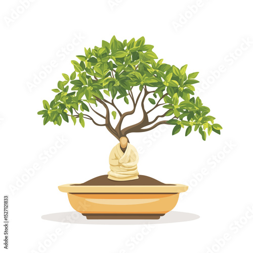 2D flat A Monks Pepper Bonsai vector illustration, isolated on a white background.