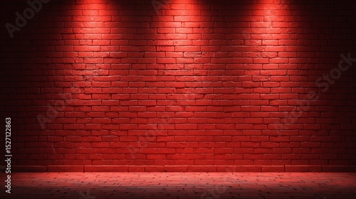 Red Brick Wall with Three Spotlights