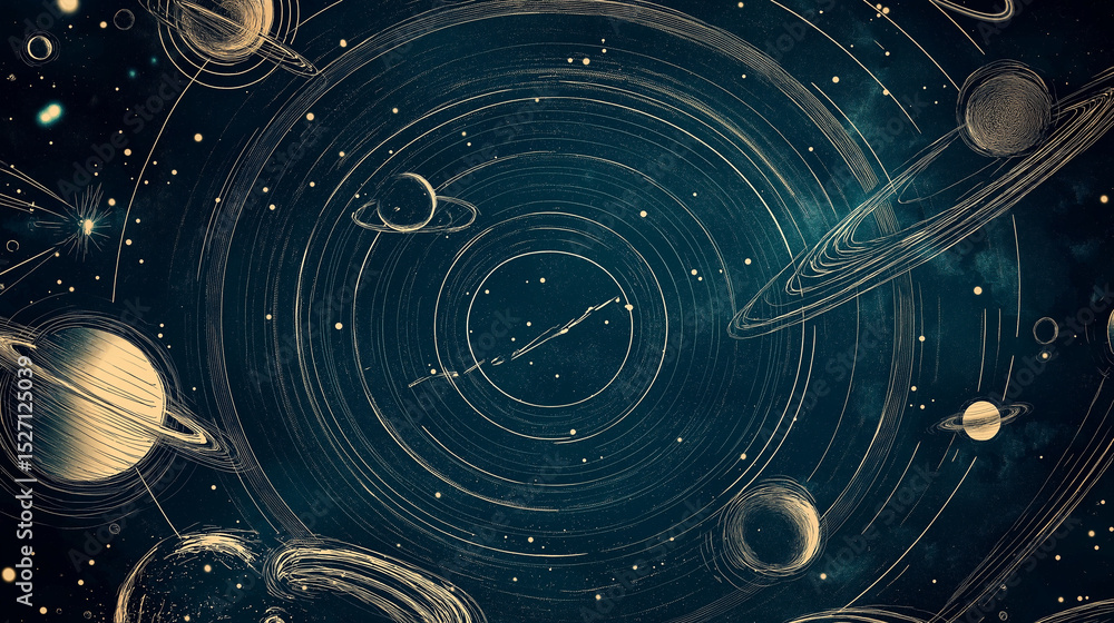 Fototapeta premium Space explorer blueprint style