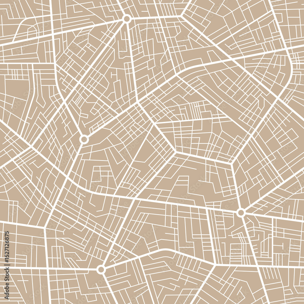 Fototapeta premium City plan pattern, town map with streets and roads vector background, travel and cartography themes. Abstract urban space plan line pattern with street locations. City roads navigation map background