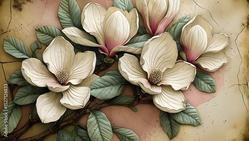 Vintage Magnolia Blossom Illustration - Classic Floral Beauty