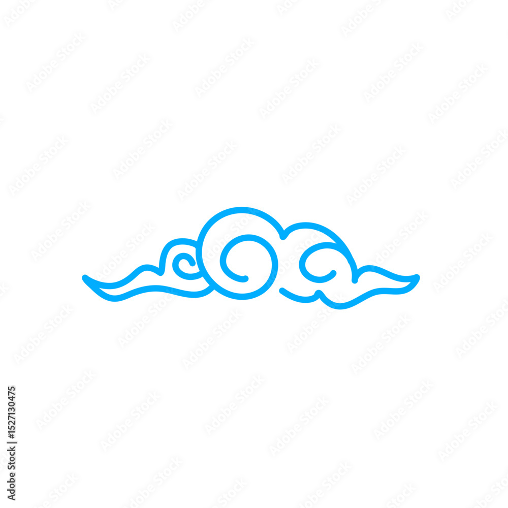 Fototapeta premium Blue doodle cartoon cloud 