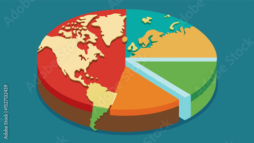 A pie chart demonstrating the unequal distribution of food scarcity a developing and developed countries with the former being disproportionately affected by climate change.. Vector illustration