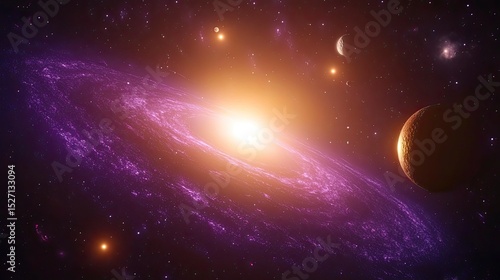 A vibrant spiral galaxy against a cosmic backdrop