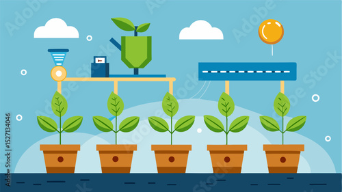 An illustration of precision planting technology allowing for precise placement of seeds and nutrients for optimal growth.. Vector illustration