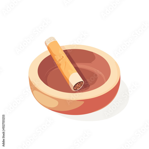 2D flat Ashtray illustration vector, isolated on a white background.