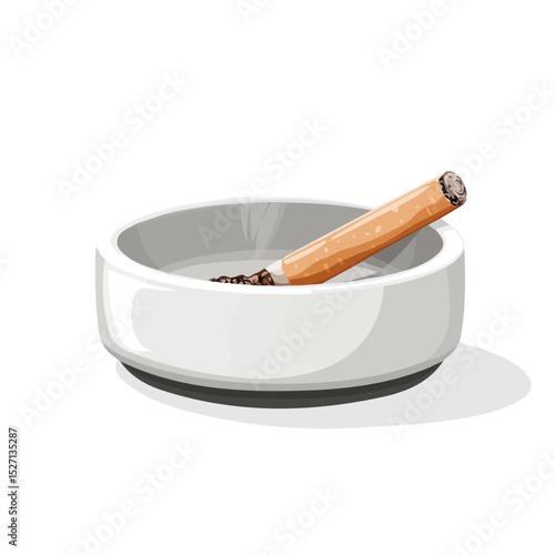 2D flat vector illustration of Ashtray, isolated on a white background.