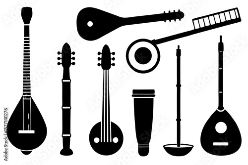 Collection of traditional turkish musical instruments
