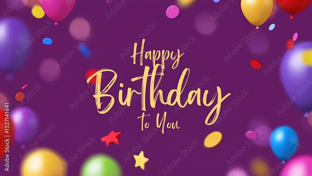 Naklejka premium Happy Birthday Celebration Colorful Balloons and Confetti