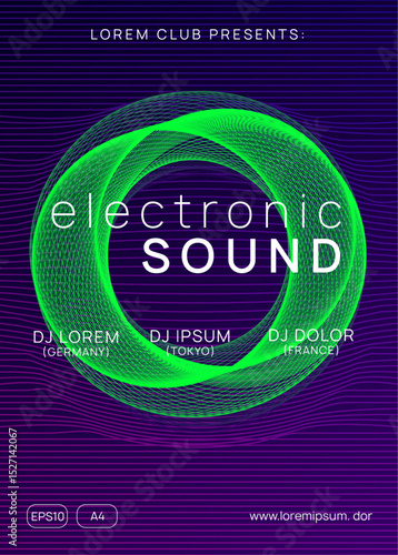 Party Event. Techno Electro Element. Discotheque Magazine. Pink Fest Set. Psychedelic Disco Invitation. Festival Invite. Green Dj Background. Violet Party Event