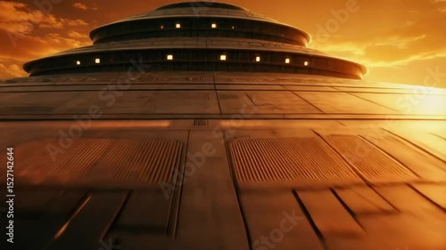 A UFO hovered silently in the night sky, its lights flickering mysteriously above the quiet town.
