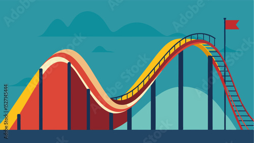 A graph resembling a rollercoaster with a very steep incline conveying the turbulent and unpredictable nature of global temperature fluctuations.. Vector illustration
