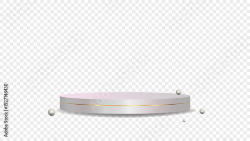 Podium white on transparent background Vector 3d. Template Stand for product presentation studio showroom awards. Product display mockup.