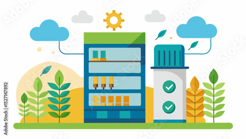 A smart storage solution for grains and seeds featuring proper ventilation and pest control mechanisms to maintain quality and germination rates.. Vector illustration