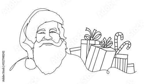 Continuous one line art drawing a santa claus giving a thumbs up design vector illustration.	