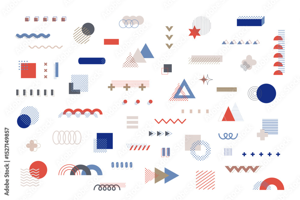 Obraz premium 幾何学 図形 装飾 アイコン ベクター 抽象 セット レトロ デザイン 背景 パターン アート