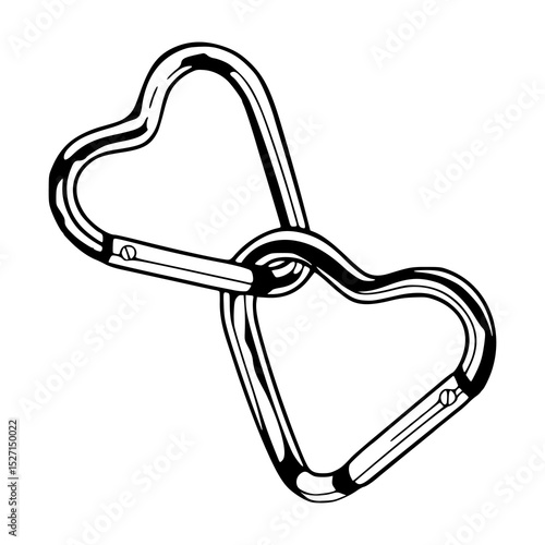 interlocked heart carabiners vector