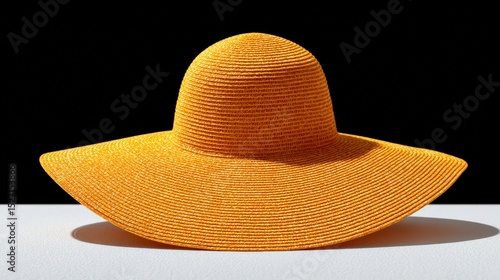 Summer Sun Hat  Straw Hat  Wide Brim  Yellow  Fashion Accessory  Beach Hat  Headwear  Isol