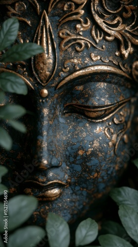 Serene Buddha Sculpture  Gold  Dark  Meditation  Peace  Spiritual