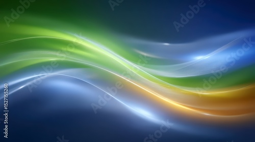 Abstract Wavy Background  Green  Blue  Gold Hues  Cinematic Lighting  Soft  High Resolutio