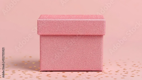 Pink Glitter Gift Box Mockup  Festive Present  Packaging Design