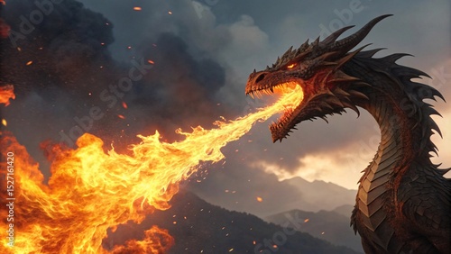 Dragon that breathes fire from its mouth.