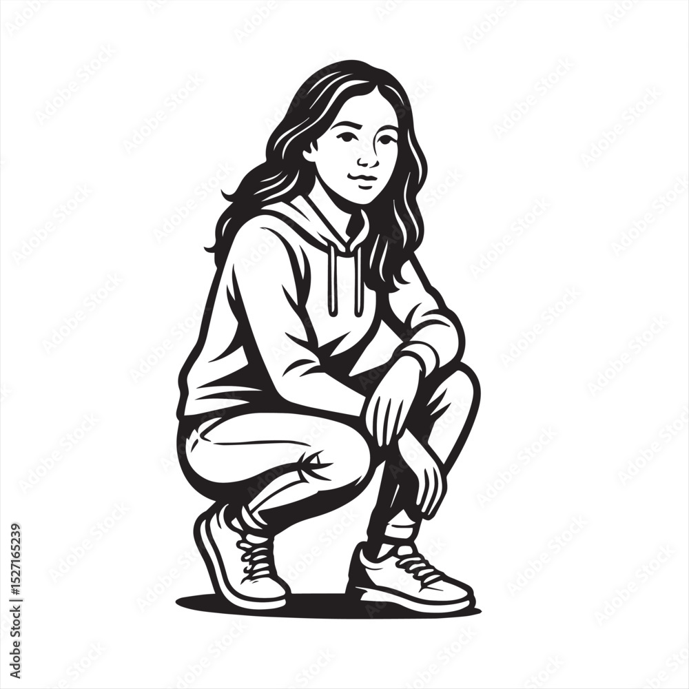 Fototapeta premium girl in a hoodie