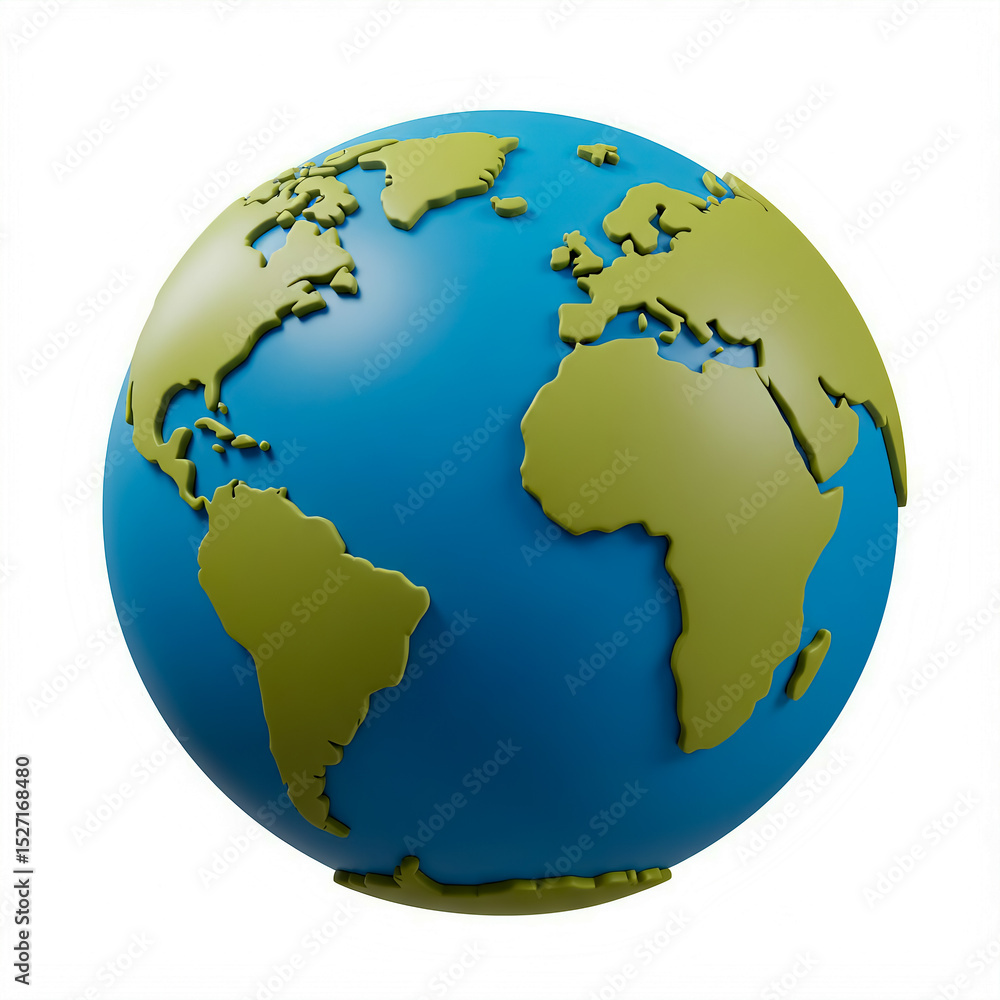 Naklejka premium Globe World Earth Icon 3D Rendering On White