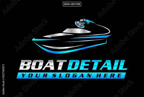 ship and boat detailing concept logo design template illustration stock