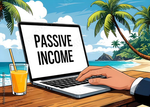 Businessman hand relaxing, Money working, passive income illustration design. 