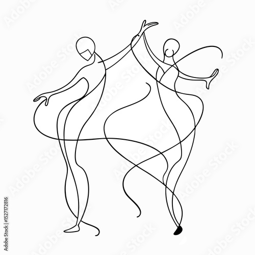 minimalist abstract line art of two dancing figures