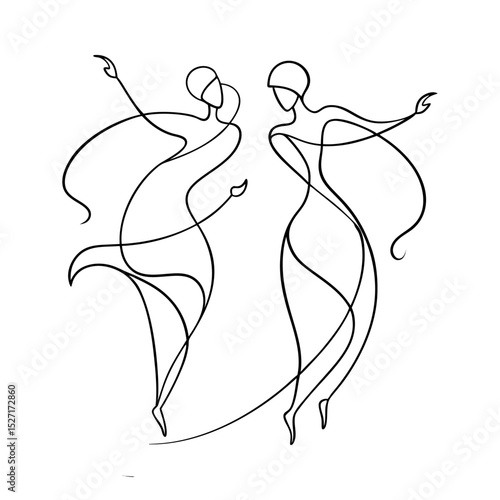 minimalist abstract line art of two dancing figures