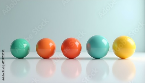 Colorful 3D Spheres Arrangement on Light Background, Showcasing Geometric Creativity & Bright Colors, for Tech Display, Creative Design, Educational Presentation, Art Installation, Visual Marketing 