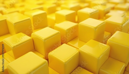 3D Stereoscopic Yellow Cubes Background, Showcasing Geometric Structure & Bright Color, for Tech Concepts, Creative Design, Data Visualization, Game Interfaces, Decorative Materials Scenarios