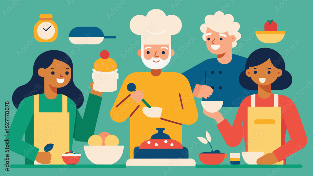 Baking Club Residents can engage in baking and cooking activities stimulating creativity and providing an enjoyable and delicious experience.. Vector illustration Baking Club Residents can engage in baking and cooking activities stimulating creativity and providing an enjoyable and delicious experience.. Vector illustration