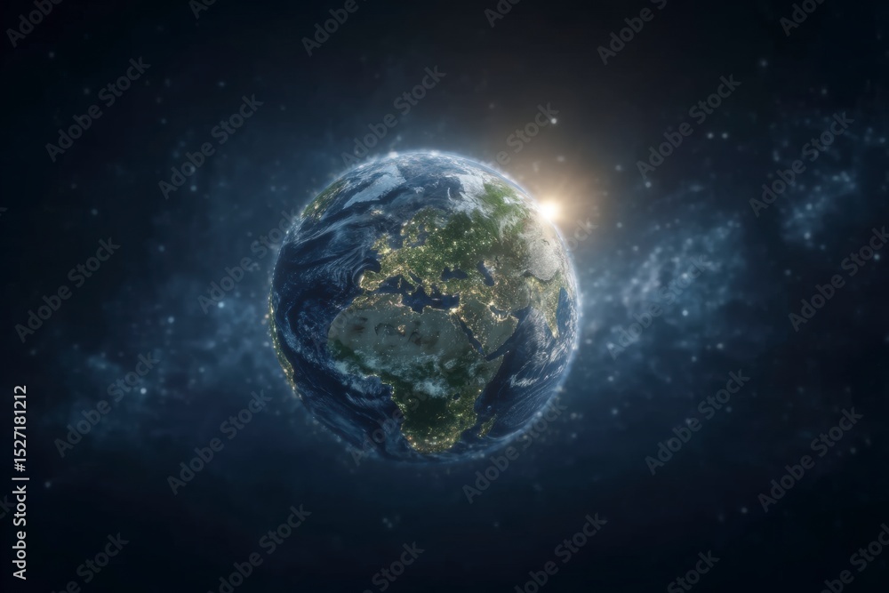 Fototapeta premium Stunning Earth From Space Night Lights Planet Globe Sustainability