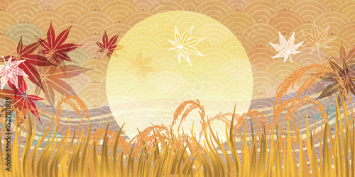 米　和柄　秋　背景	