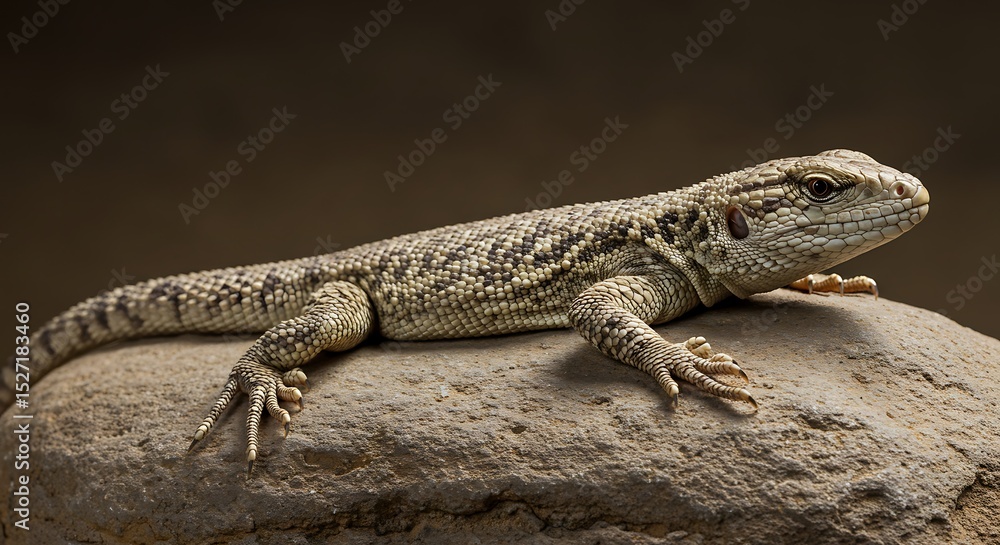 Naklejka premium Close-up of a Desert Lizard Resting on a Rock