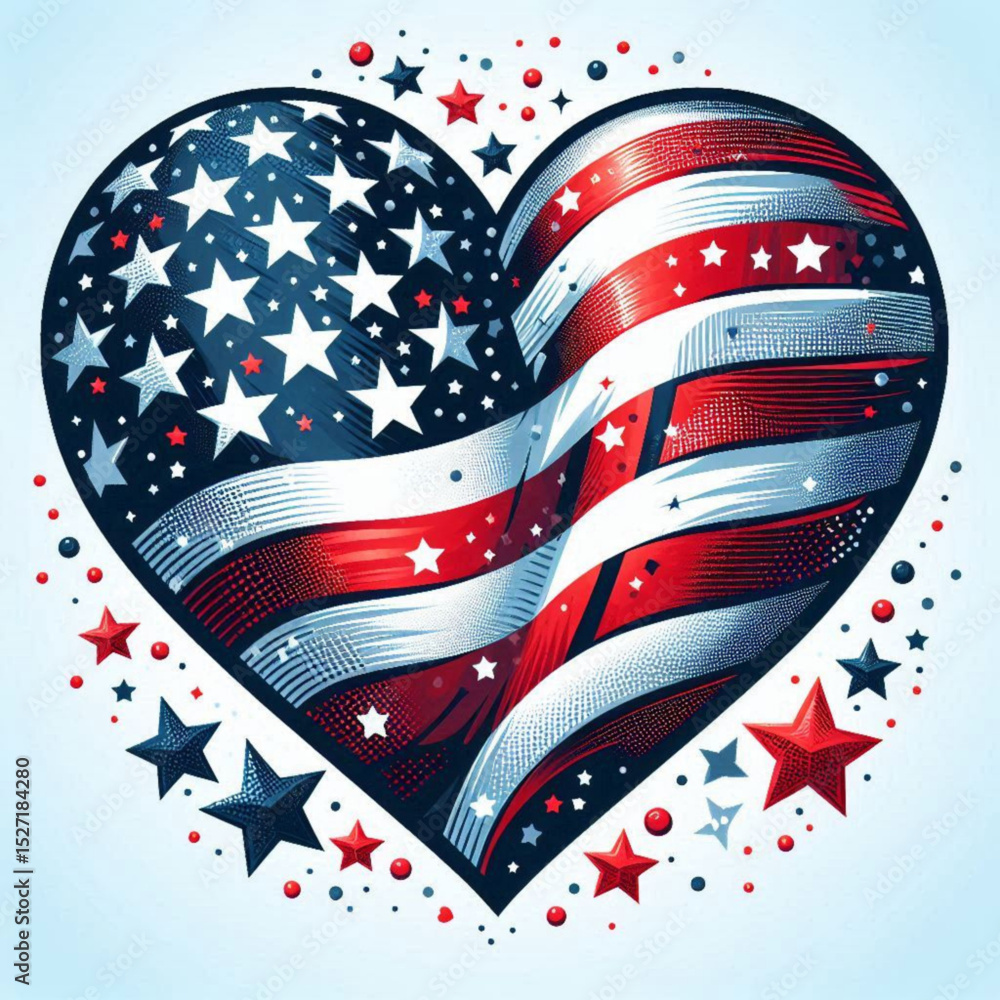 Obraz premium Patriotic American Flag Heart Design A Symbol of Love and National Pride