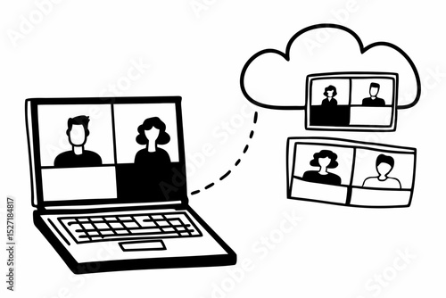 Online video conference laptop cloud storage png