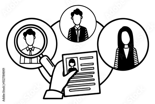 Professional candidate selection process illustration ai generated png