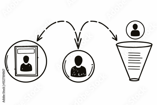 Professional hand drawn lead generation process diagram