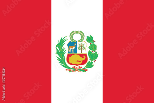 Flag of Peru. Peruvian national symbol in official colors. Template icon. Abstract vector background.